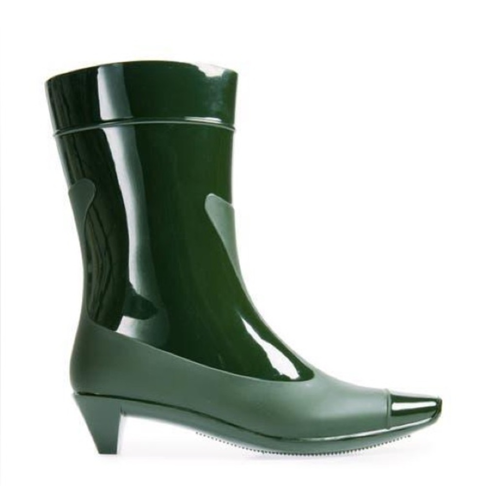 Jeffrey Campbell Women's Dark Green Rubber Rain Boots